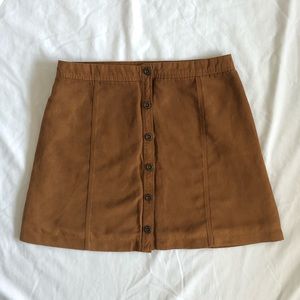 Brown Suede Button Up Skirt